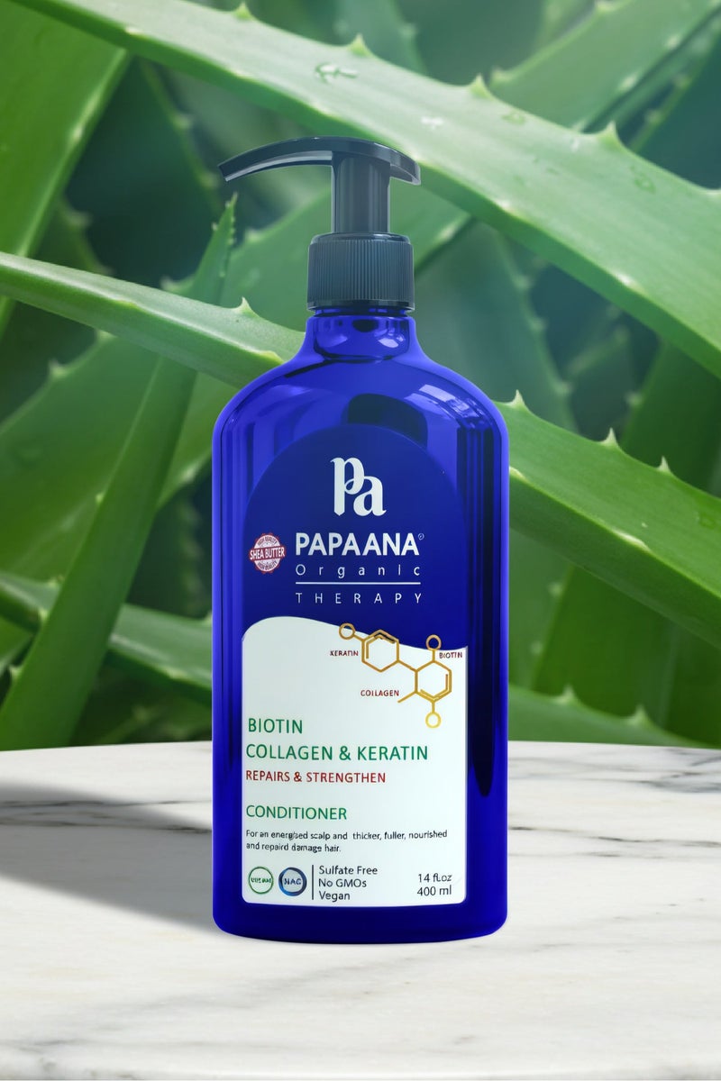 Papaana Organic Biotin Collagen & Keratin Shampoo with Shea Butter – 400ml, Strengthens & Thickens for Fuller, Healthier Hair with Shea Butter & Biotin Collagen & Keratin Conditioner with Shea Butter – 400ml, Strengthens & Thickens for Fuller, Healthier Hair with Shea Butter & Biotin Collagen & Keratin Hair Mask with Shea Butter – 350ml, Strengthens & Restores for Healthier, Fuller Hair with Shea ButterBundle - Image 3