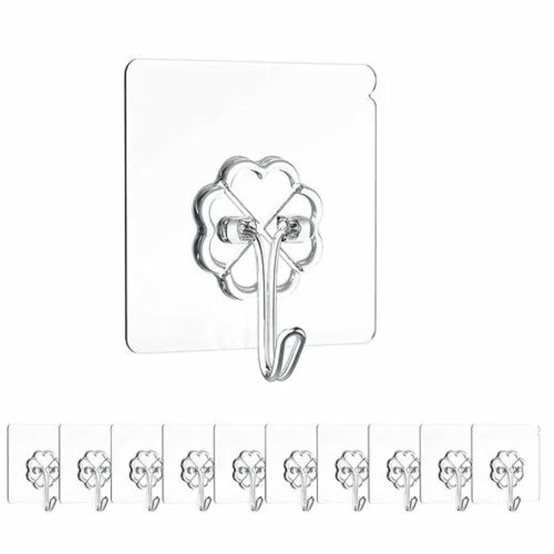 Self Adhesive Wall Hooks Set of 251 KG Load Capacity 6 x 6 cm Silver  - Image 1