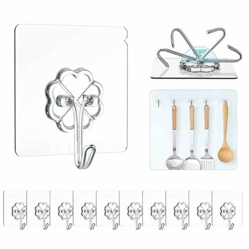 Self Adhesive Wall Hooks Set of 251 KG Load Capacity 6 x 6 cm Silver  - Image 2