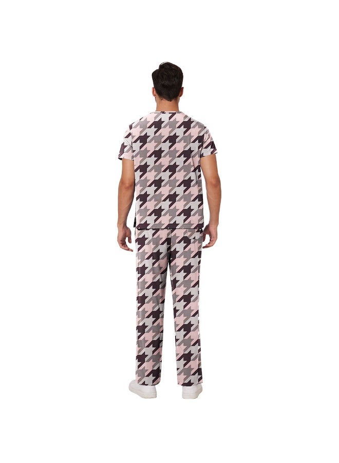 NIBEMINENT Scrub Set Men Casual Short-sleeved Pet Nurse Work Clothes Cartoon Print V-neck Dentist Work Uniform Practical Pocket - Image 2