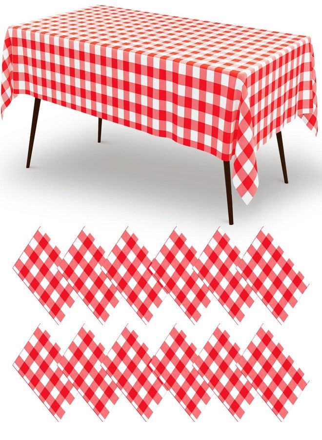 misaya 12 Packs Buffalo Disposable Table Cloth, 54 x 108 Inch Waterproof Plastic Tablecloth, Rectangle Red and White Checkered Table Covers for Picnic, Birthday, Party - Image 1