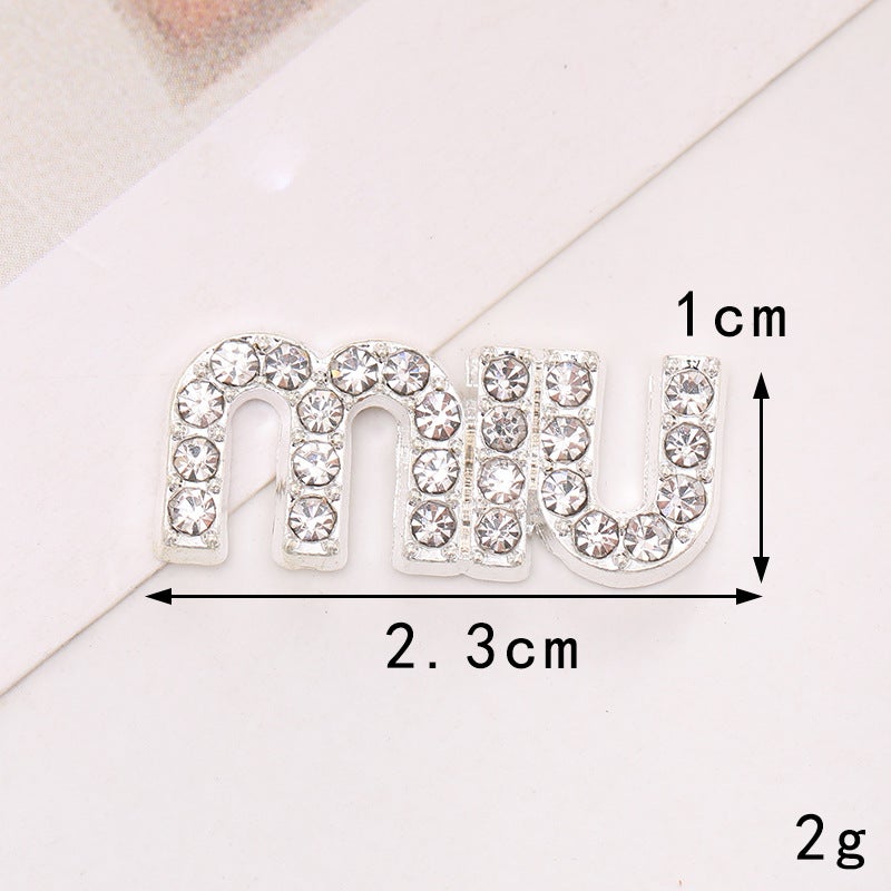 Hot sale zinc alloy letter phone case beauty stickers diamond accessories accessories hole shoes diy accessories clothing accessories women D2001 Medium Letter (Silver)