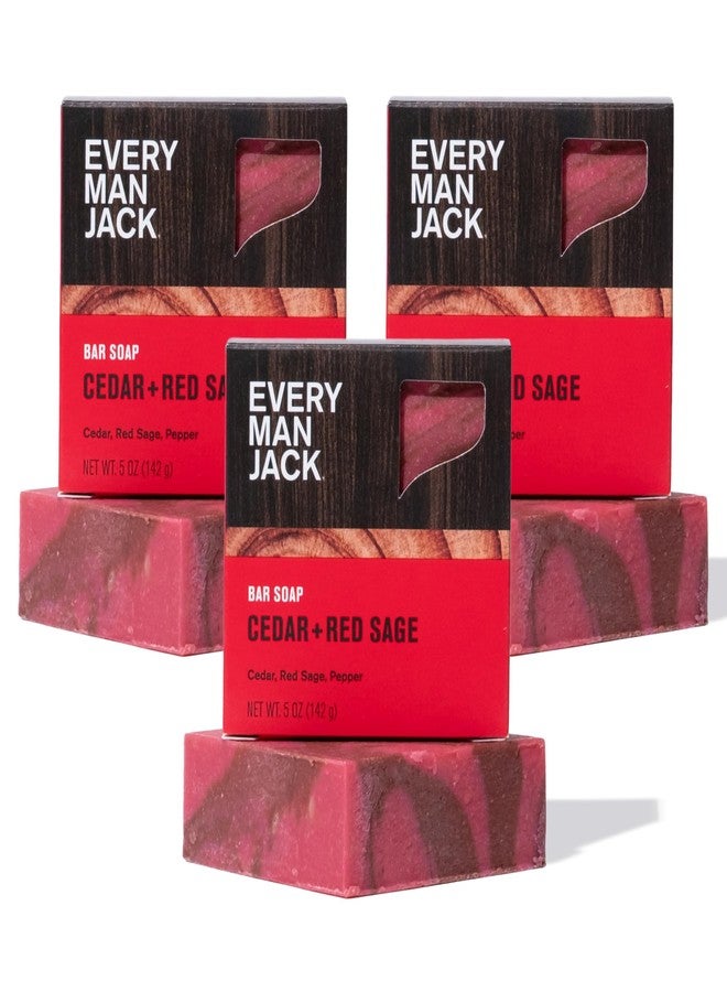 Every Man Jack Cold Processed Mens Bar Soap - Cedar + Red Sage Scent - Deeply Cleans & Hydrates with Shea Butter and Coconut Oil - (3 Pack) - Image 1