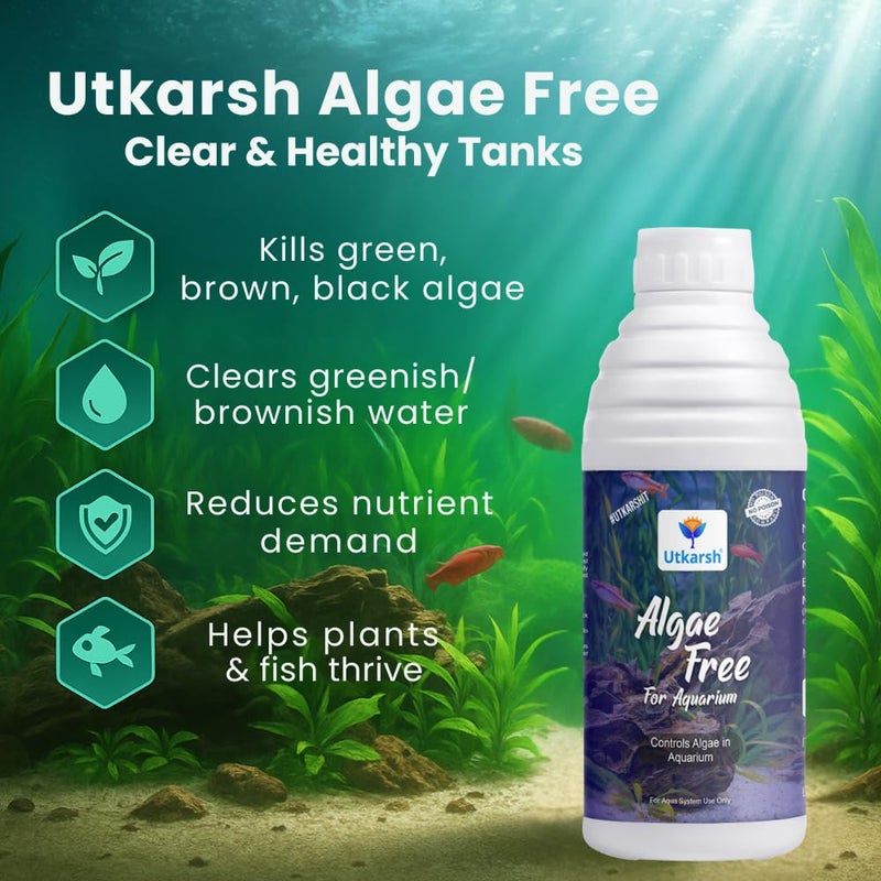 Utkarsh Algae Free for Aquarium Tank | Algae Cleaner, Liquid Algae Scraper for Fish Tank and Algae Remover | 1 Litre; Pack of 1 - Image 2
