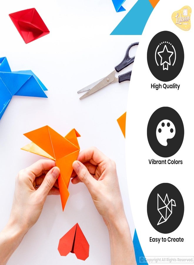 Lakeer Origami Paper 15 cm X 15 cm Pack of 100 Sheets Fluorescent Color Both Side Coloured for Origami, Scrapbooking, Hobby Crafts, Project Work - Image 3