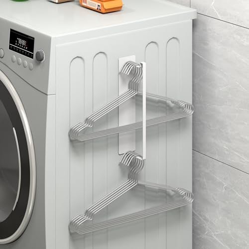 Thipoten Magnetic Hanger Organizer, 2Pack Hangers Holder for Dryer/Washing Machine, Holding up to 30 Velvet/Wire/Plastic Hangers, Perfect Space Saver for Laundry Room (2, White) - Image 3