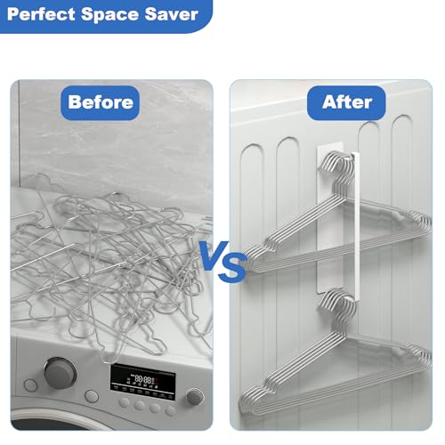 Thipoten Magnetic Hanger Organizer, 2Pack Hangers Holder for Dryer/Washing Machine, Holding up to 30 Velvet/Wire/Plastic Hangers, Perfect Space Saver for Laundry Room (2, White) - Image 5