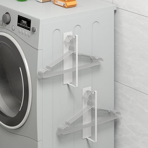 Thipoten Magnetic Hanger Organizer, 2Pack Hangers Holder for Dryer/Washing Machine, Holding up to 30 Velvet/Wire/Plastic Hangers, Perfect Space Saver for Laundry Room (2, White) - Image 1
