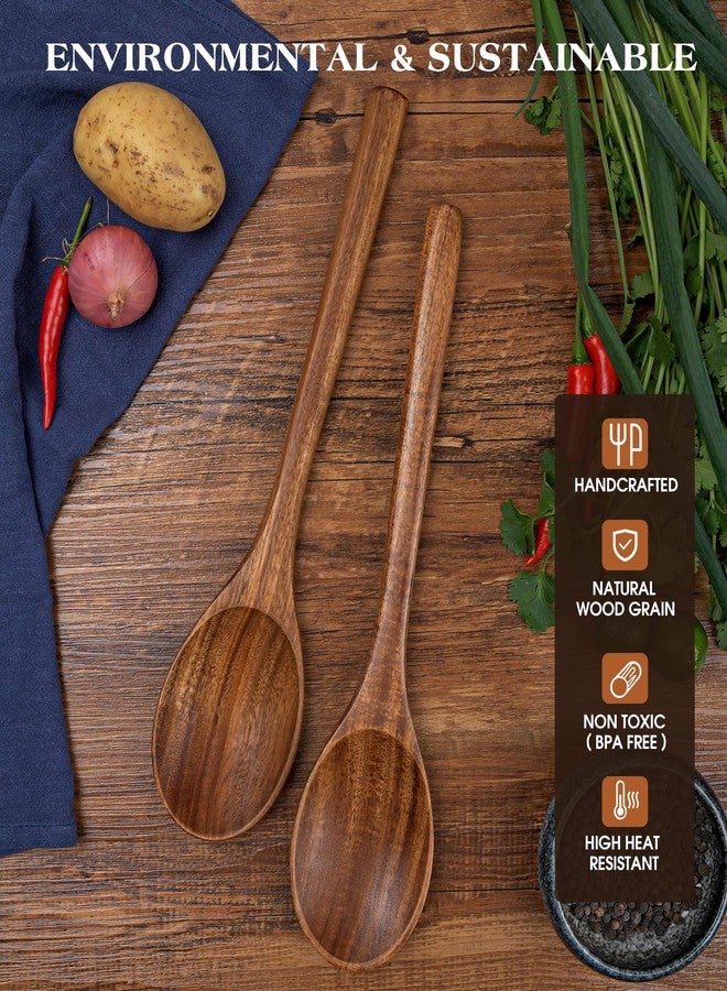 MemoGem 2Pcs Wooden Cooking Spoons, Wooden Kitchen Utensil Large Wood Spoon for Cooking - Image 5