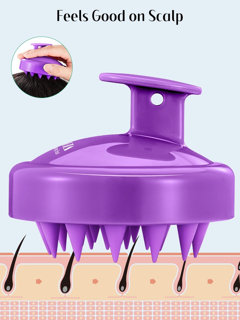 HEETA Scalp Massager Hair Growth 2-Pack, Soft Silicone Scalp Scrubber Shampoo Brush for Exfoliation Dandruff Removal Head Massage Stress Relax, Wet & Dry Use for Women Men Thick Thin Curly Hair Care - Image 3