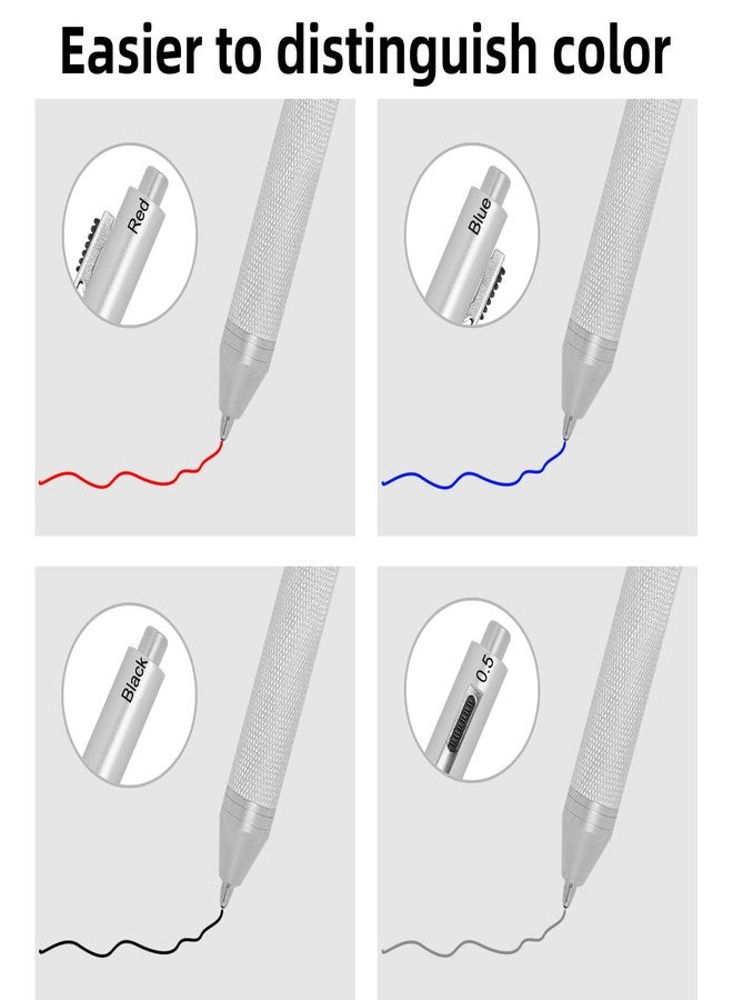 YOUMI Multicolor pen 4 in 1 Multifunction Pen with Metal Cased 0.5mm Mechanical Pencil Red Ballpoint Pen Blue BallpointPen and Black Ballpoint Pen Gift for Journaling (Rose gold) - Image 3