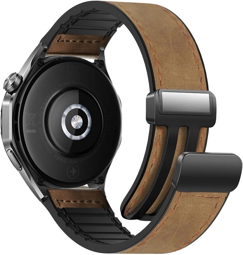 حزام ساعة جلدي 22 مم متوافق مع Huawei GT6 46 مم/GT6 pro/GT5/GT4 46 مم/GT3 46 مم/GT3 Pro/Watch 3/GT2e/GT2 pro/GT5 pro/GT2 42 مم 46 مم حزام بديل - Image 1