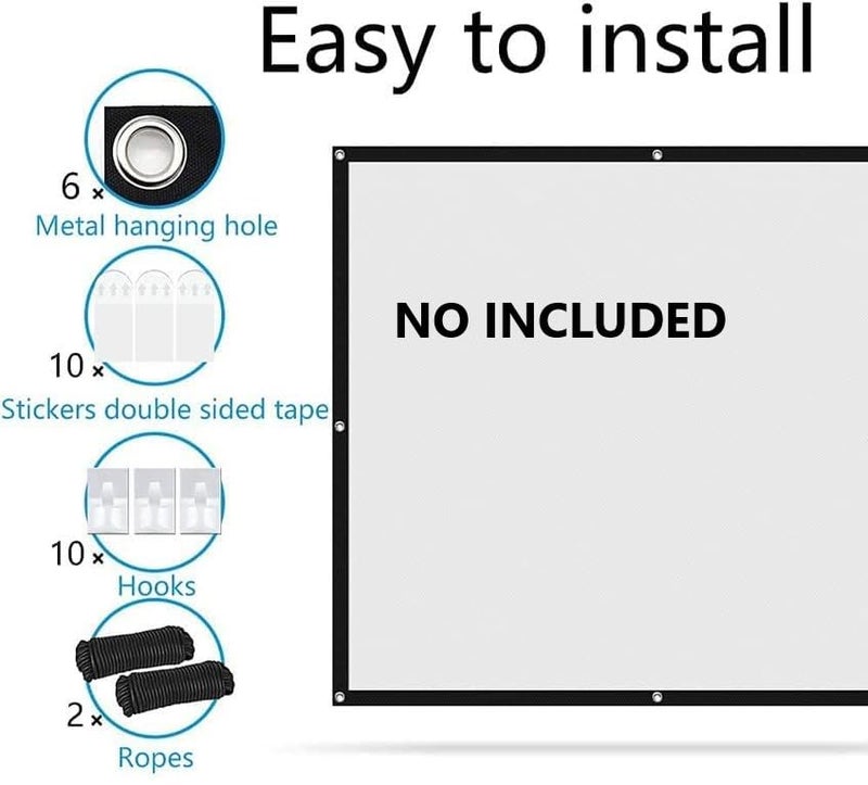SAVSOL 110 inch Projector Screen,4K 16:9 Portable Eyelet Premium Video Foldable Projection for HD Home Theater Cinema Anti-Crease Indoor Outdoor Office Classroom (244 cm (W) x 137 cm (H)) - Image 2