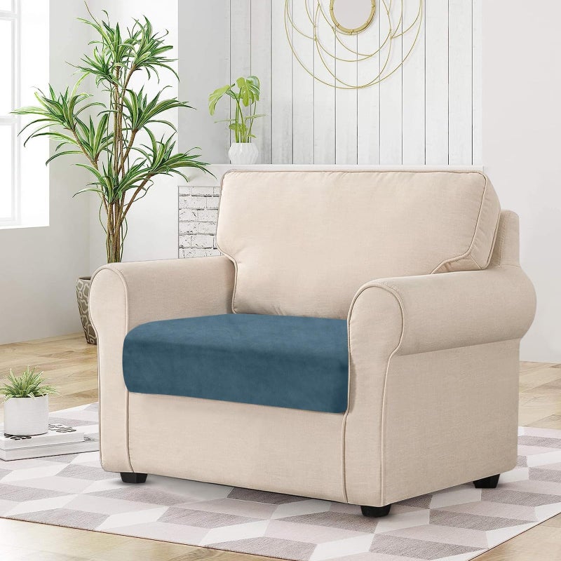 BT.WA COUCH CUSTION COVER VELVET 1 قطعة مقعد وسادة مقعد تغطية الكرسي بذراعين منفصلة حامي الأثاث الأريكة الأريكة (مساعد واحد أو أريكة أسفل تيلي) TEAL) - Image 2