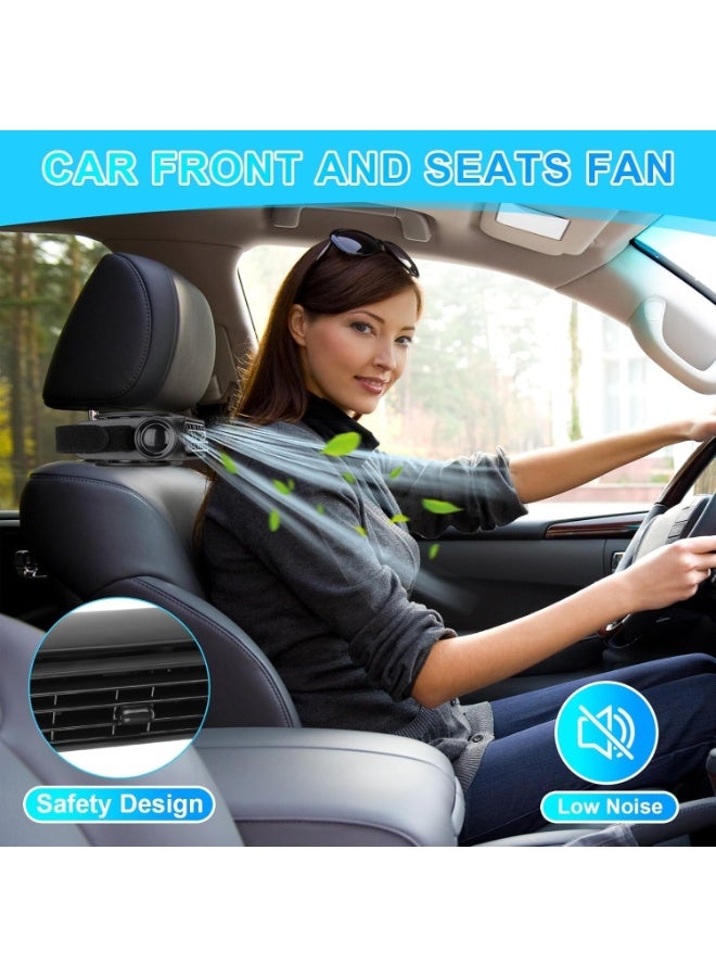 Jorunb Electric Car Cooling Fan for Front Seat, 3 Speed USB Headrest Fan for Car Truck Van SUV RV - Image 4