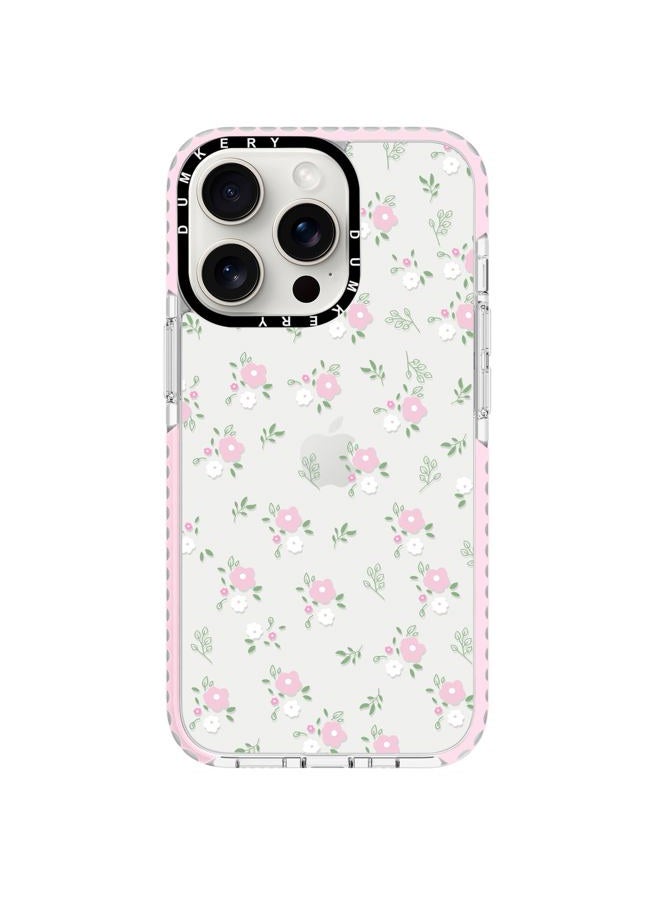 Dumkery Cute Pink Flowers Phone Case Compatible with iPhone 15 Pro Max, Floral Leaf Aesthetic Pattern, Soft TPU Full Body Protection Shockproof Bumper Cases Cover for Girls Women - Image 1