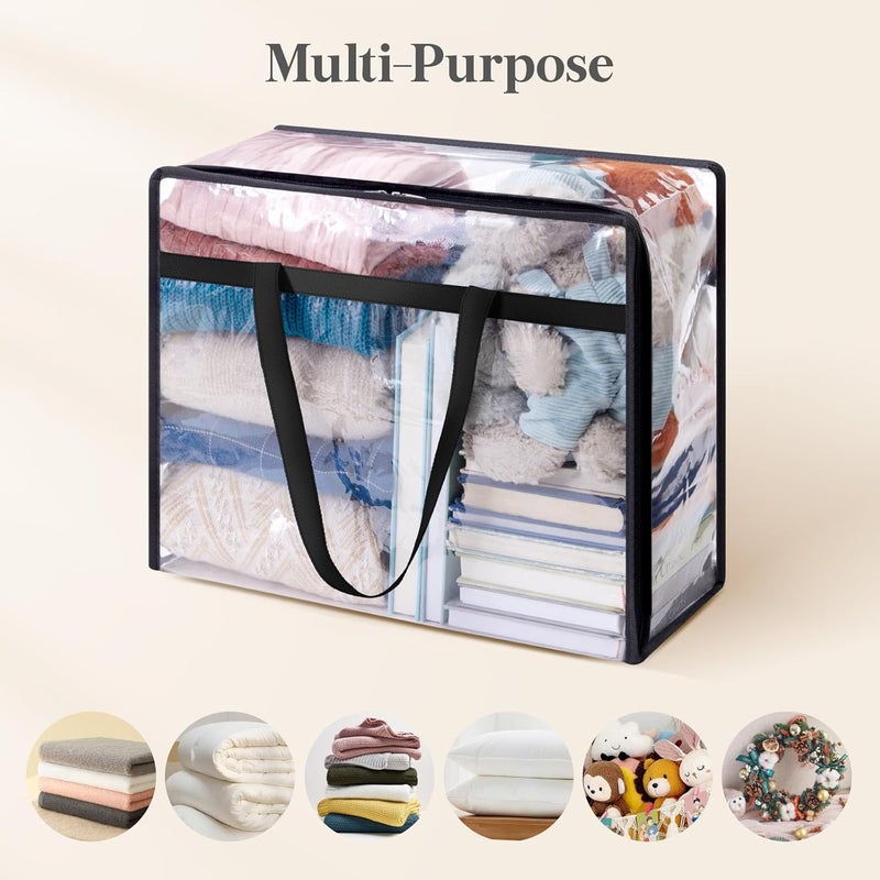 Lifewit 4 Pack Clear Clothes Storage Bags, 40L Plastic Blanket Storage Bag, Vinyl Foldable Moving Bags with Zipper, Closet Organizers and Storage Containers for Bedding, Duvet, Comforter - Image 5