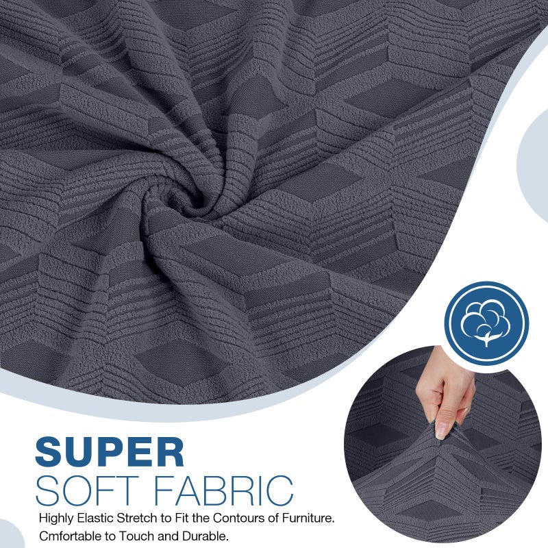 TAOCOCO Recliner Sofa Covers Stretch Reclining Couch Cover, Jacquard Recliner Couch Cover for 3 Seat Furniture Protector Sofa Slipcovers with Elastic Bottom for Kids, Pets (Dark Grey) - Image 5