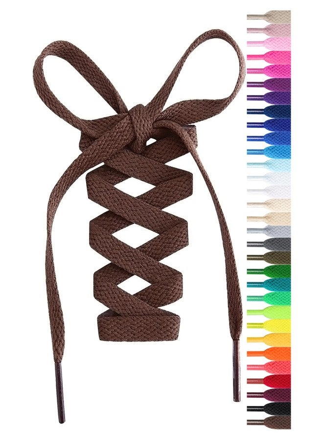 Handshop Flat Shoelaces 5/16" - Shoe Laces Replacements For Sneakers and Athletic Shoes Boots Brown 137cm - Image 1