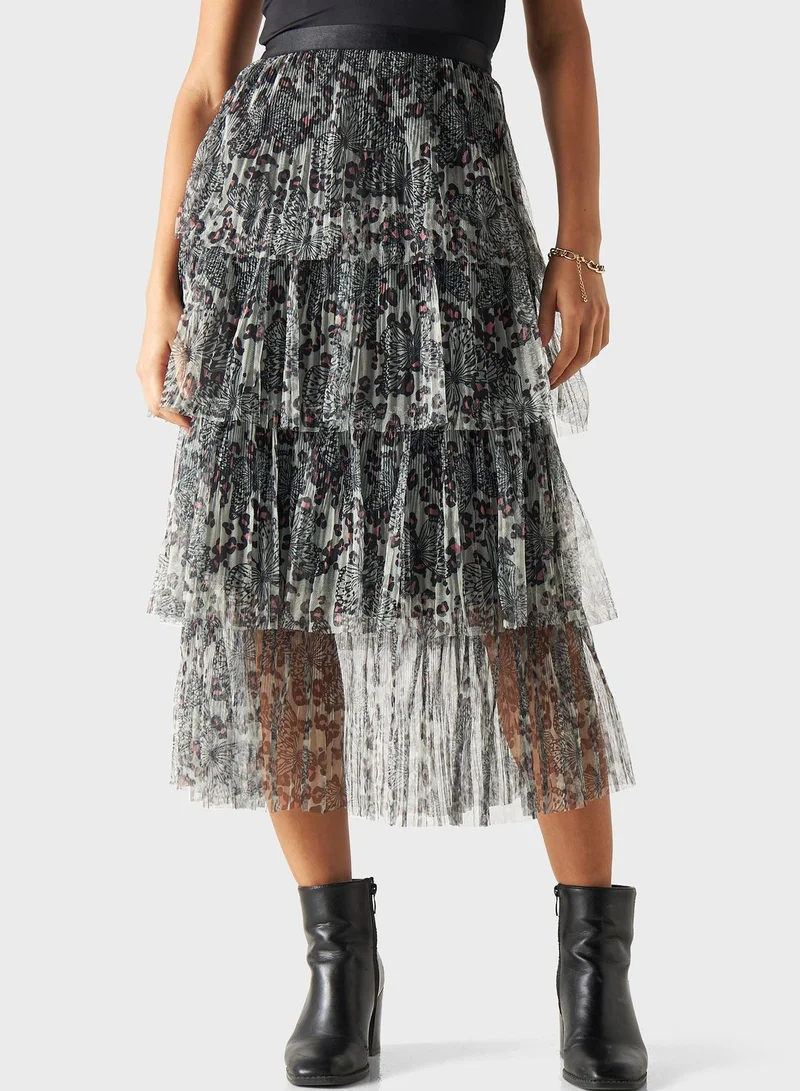تواكستريمز Printed Frilled High Waist Skirt