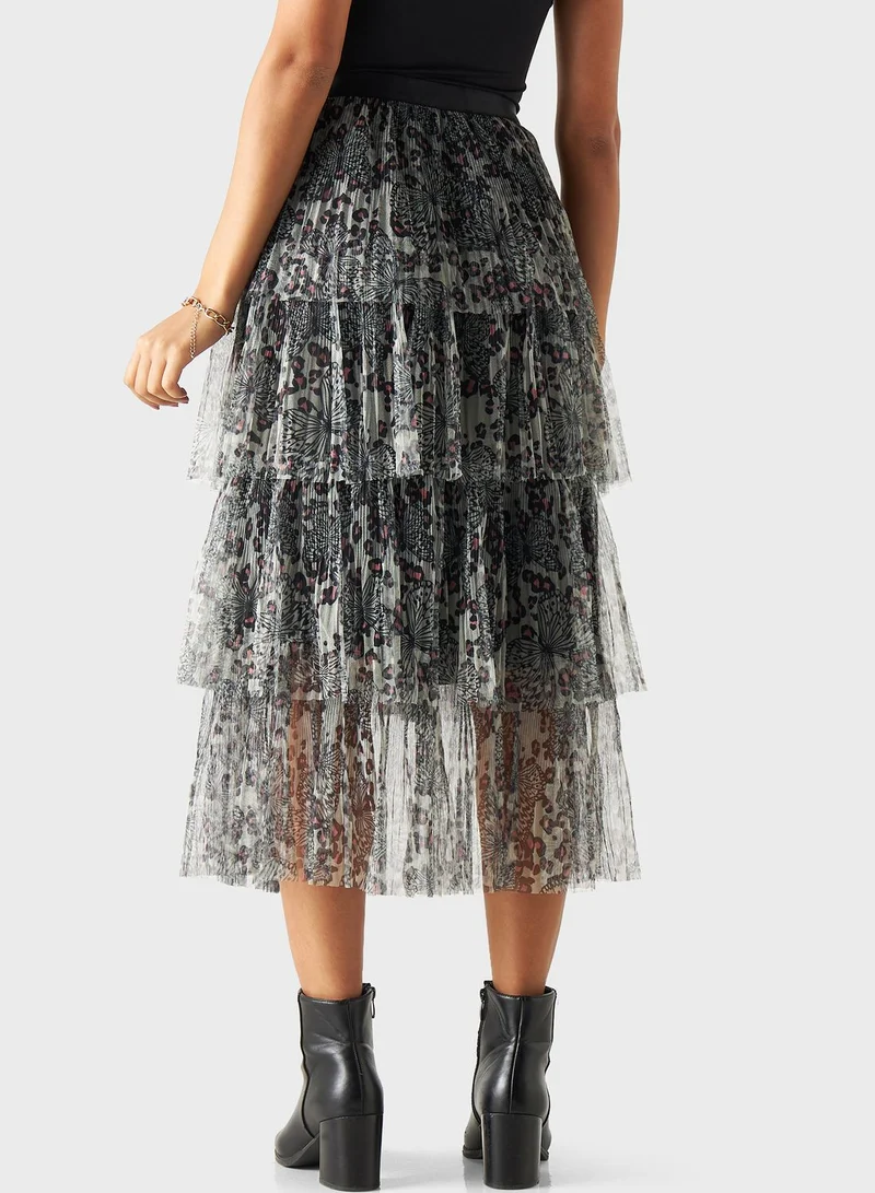 تواكستريمز Printed Frilled High Waist Skirt