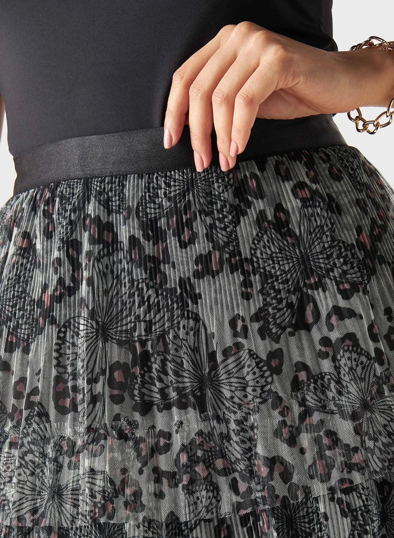 تواكستريمز Printed Frilled High Waist Skirt