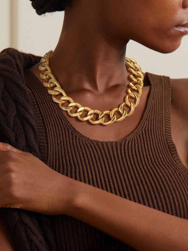 ChainsPro Gold Chunky Necklace Women,Stainless Steel Cuban Chunky Heavy Gold Chain Necklace Punk Hip Hop Trendy Non Tarnish Jewelry Gifts for Ladies 20mm 18inches - Image 2