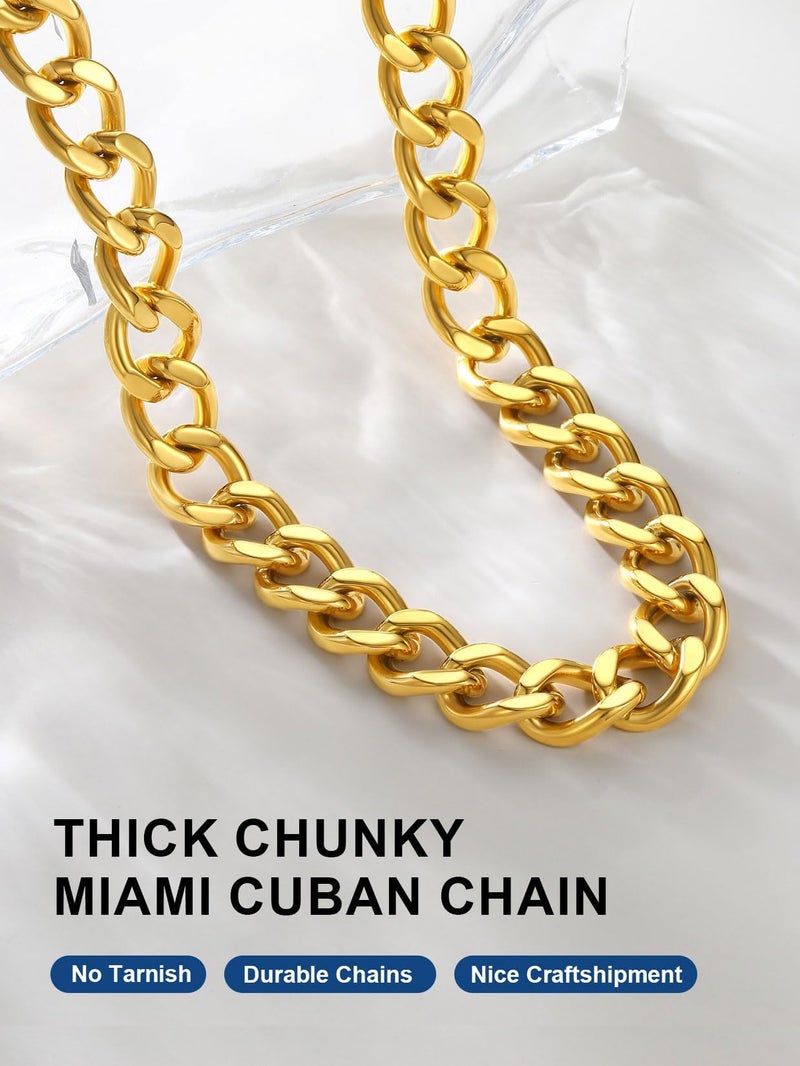 ChainsPro Gold Chunky Necklace Women,Stainless Steel Cuban Chunky Heavy Gold Chain Necklace Punk Hip Hop Trendy Non Tarnish Jewelry Gifts for Ladies 20mm 18inches - Image 4