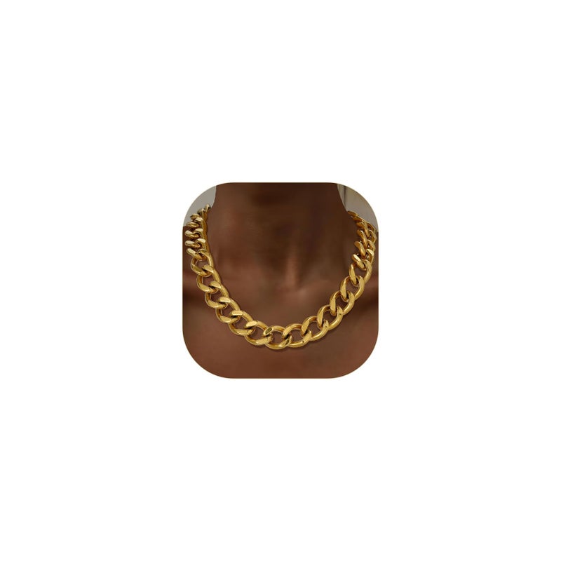 ChainsPro Gold Chunky Necklace Women,Stainless Steel Cuban Chunky Heavy Gold Chain Necklace Punk Hip Hop Trendy Non Tarnish Jewelry Gifts for Ladies 20mm 18inches - Image 1