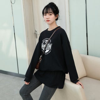 Solid Color All-match Fart Curtain Fake Hem Shirt Stacked with Inner Base Half Skirt Denim A- line Skirt T-shirt (black) - pzsku/Z7DDCE90DCBB29E1C595FZ/45/1746232378/002bb01c-55c1-4727-81c4-a0768a192785