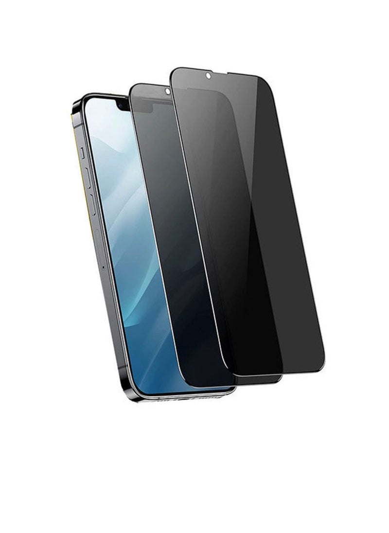Glass Privacy Anti-Spy Tempered Glass Screen Protector For Apple iPhone 14 / Black  - Image 2