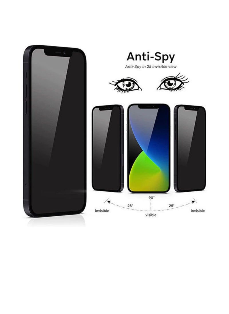 Glass Privacy Anti-Spy Tempered Glass Screen Protector For Apple iPhone 14 / Black  - Image 3