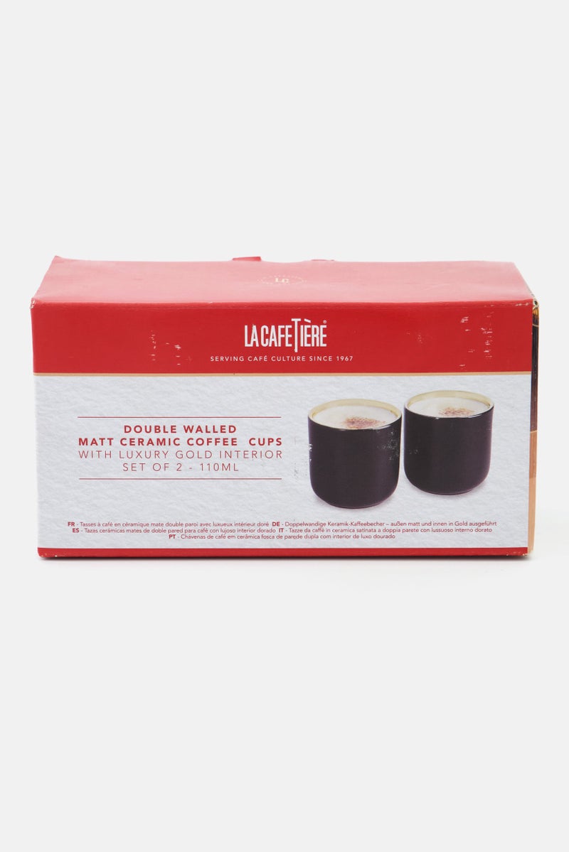 La Cafetiere 2 Pc Stainless Steel Drinking Mugs Set 110 ml, Black  - Image 1