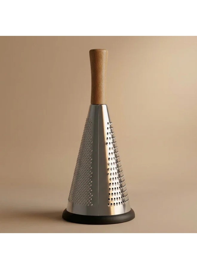Alsaif steel grater, circular, with wooden handle, small - silver - Image 1
