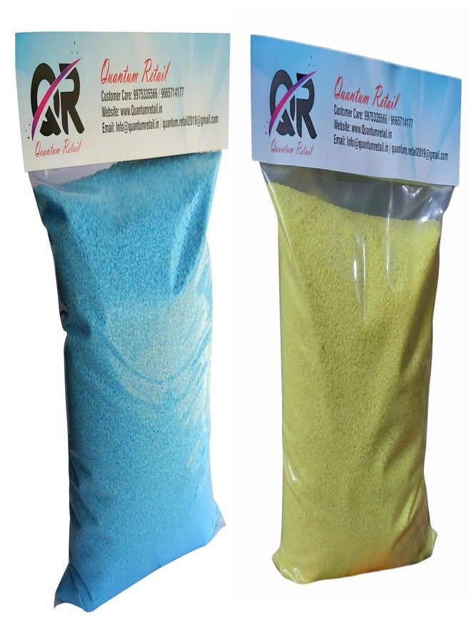 Quantum Retail-Sugar Size Sand Gravel for Aquarium/Home & Garden/Lawn Decoration/Aquarium Substrate/Terrarium/Quartz Sand/Aquarium Sand for Fish Tank (450 gms-Blue + 450 gms-Yellow) - Image 1