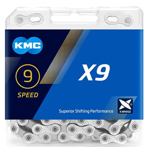 KMC X9 9-Speed X-Series Bicycle Chain | Compatible with Shimano, SRAM, Campagnolo and All Major Systems | Silver - Image 2