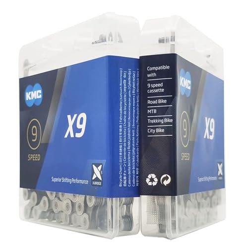 KMC X9 9-Speed X-Series Bicycle Chain | Compatible with Shimano, SRAM, Campagnolo and All Major Systems | Silver - Image 4