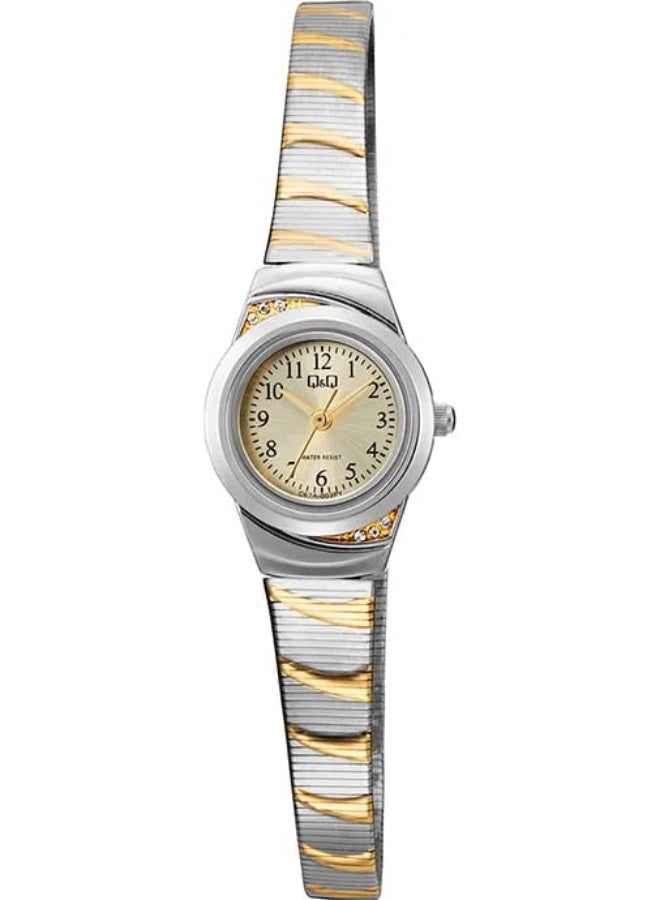 Q&Q Ladies Analog Watch C67A-003PY with Two-Tone Metal Band and Crystal Accents - Image 3