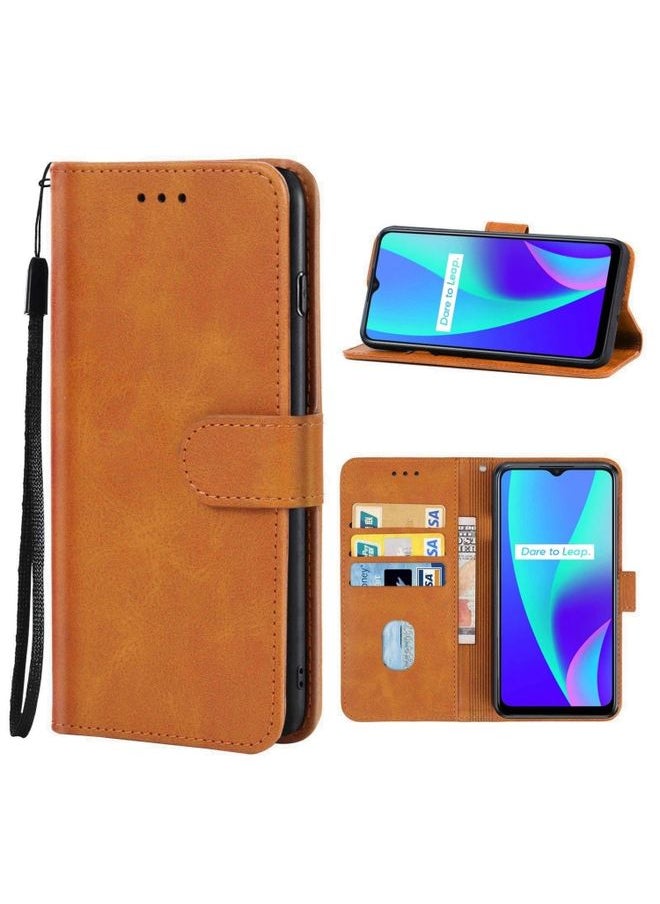 HuHa Case Cover Leather Phone Case For Realme C15 Brown 
