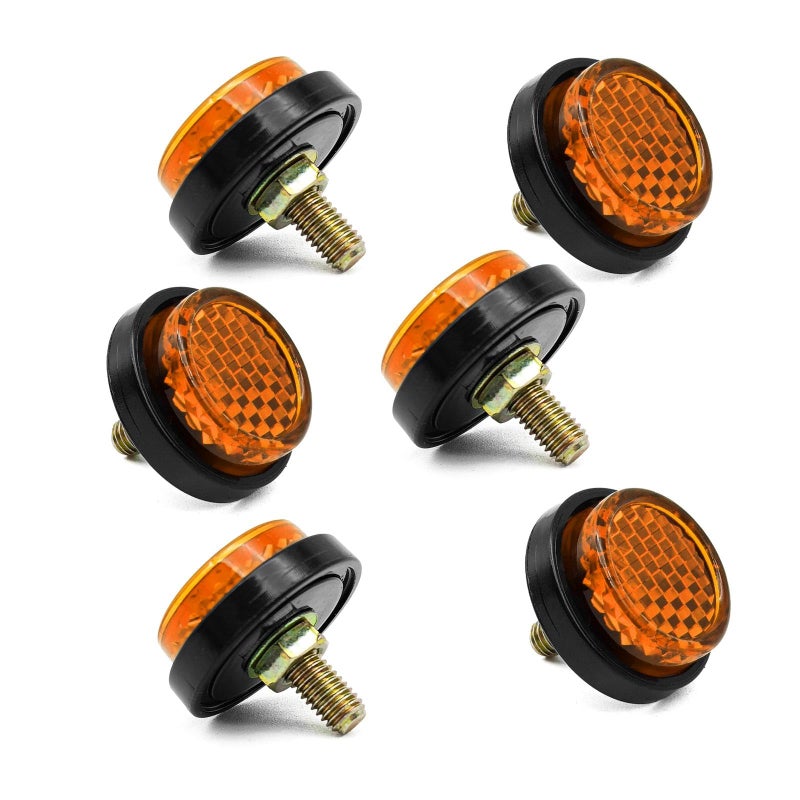 6 Pieces Yellow Motorcycle Mini License Plate Reflector Round Reflectors Motorcycle License Plate Bolts and Nuts Mini Decorative M5 Screw Tag Bolt Round Reflective for Motorcycle Bicycle Bike