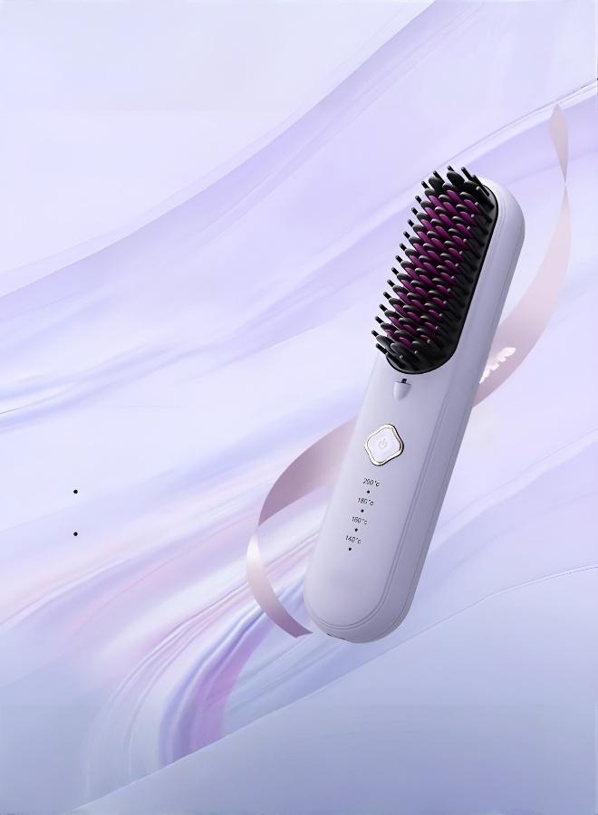 Cordless Hair Straightener Brush 2 in 1 Portable Hot Comb with Patented Third-Generation Ceramic Glaze, 4000mAh Rechargeable Battery & 4 Temperature Levels for Daily Hair Styling - Image 1