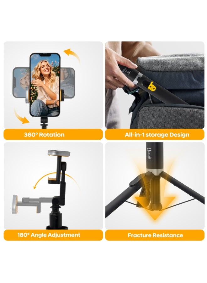 Toby Integrated Selfie Stick with Tripod & Bluetooth Remote – Extendable up to 1.63cm - Image 5