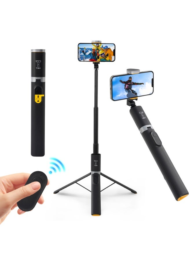 Toby Integrated Selfie Stick with Tripod & Bluetooth Remote – Extendable up to 1.63cm - Image 1
