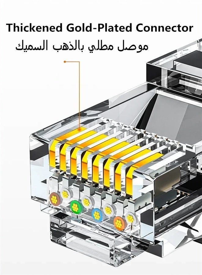 SAMZHE كابل إيثرنت Cat 6 بطول 15 متر، عالي السرعة جيجابت 1000 ميجابت في الثانية، مزود بدبابيس مطلية بالذهب، متعدد الطبقات مضاد للتداخل، سلك توصيل لشبكة LAN والإنترنت والكمبيوتر، متوافق مع PS5 وPS4 وXbox والكمبيوتر الشخصي وأجهزة الألعاب وأجهزة التوجيه والمودم (أسود) - Image 5