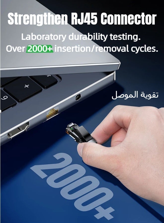 SAMZHE كابل إيثرنت Cat6 بطول 15 متر، عالي السرعة 1000 ميجابت في الثانية، سلك LAN دائري من النحاس النقي، موصل RJ45 مع غطاء واقٍ، مطلي بالذهب لمقاومة التداخل، سلك توصيل إنترنت للكمبيوتر لأجهزة PS5 وPS4 وXbox والكمبيوتر الشخصي والألعاب وأجهزة التوجيه والمودم (أسود) - Image 4