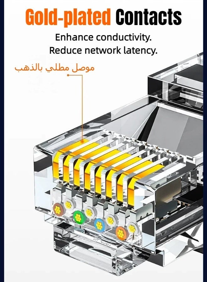 SAMZHE كابل إيثرنت Cat6 بطول 15 متر، عالي السرعة 1000 ميجابت في الثانية، سلك LAN دائري من النحاس النقي، موصل RJ45 مع غطاء واقٍ، مطلي بالذهب لمقاومة التداخل، سلك توصيل إنترنت للكمبيوتر لأجهزة PS5 وPS4 وXbox والكمبيوتر الشخصي والألعاب وأجهزة التوجيه والمودم (أسود) - Image 5