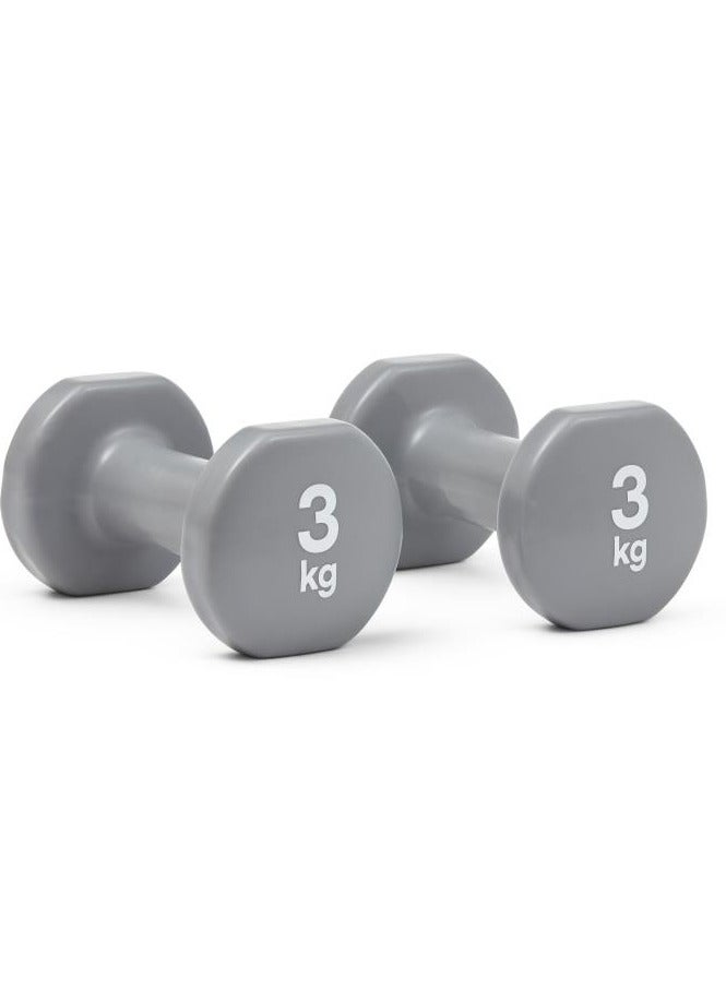 ريبوك دمبل مطاطي سداسي ثابت – 3 كجم (زوج) – أوزان مدمجة وهادئة ومستقرة للتدريب في المنزل أو الجيم - Image 2