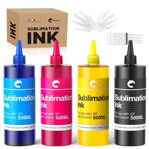 Hiipoo 2000ml Sublimation Ink Refilled Bottles Work with WF7710 ET2760 ET2720 ET2803 ET2800 ET15000 C88 C88+ Inkjet Printers Heat Press Transfer on Mugs Plates T-Shirts Pillows Phone Case - Image 1