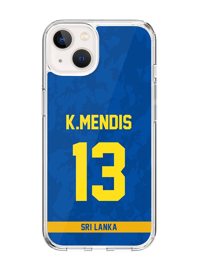 Classic Clear Case For iPhone 14 Plus , Hybrid Soft Case Transparent Cover - Player Name - Kusal Mendis, Jersey Number- 13