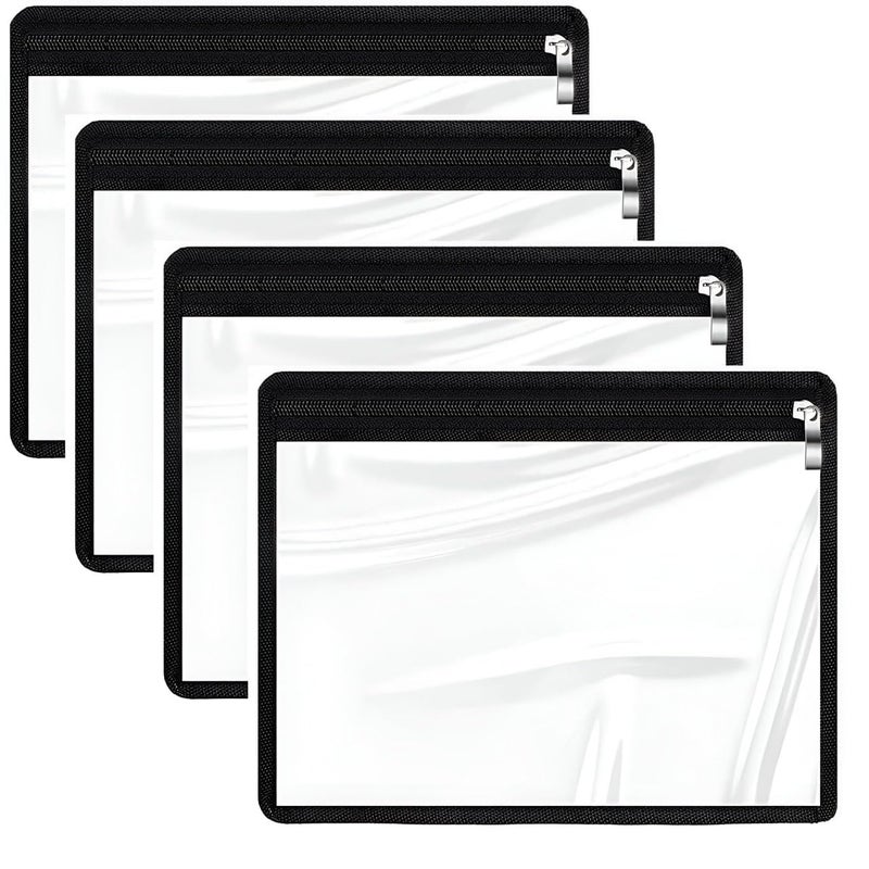 SHOPECOM Transparent Makeup Bag Cosmetic Makeup Bags Clear PVC with Zipper Pouch Portable Travel Accessories PouchBlack Border Saree Cover Clothes Cover Single Saree Cover 2pc Size 14X16 - Image 1